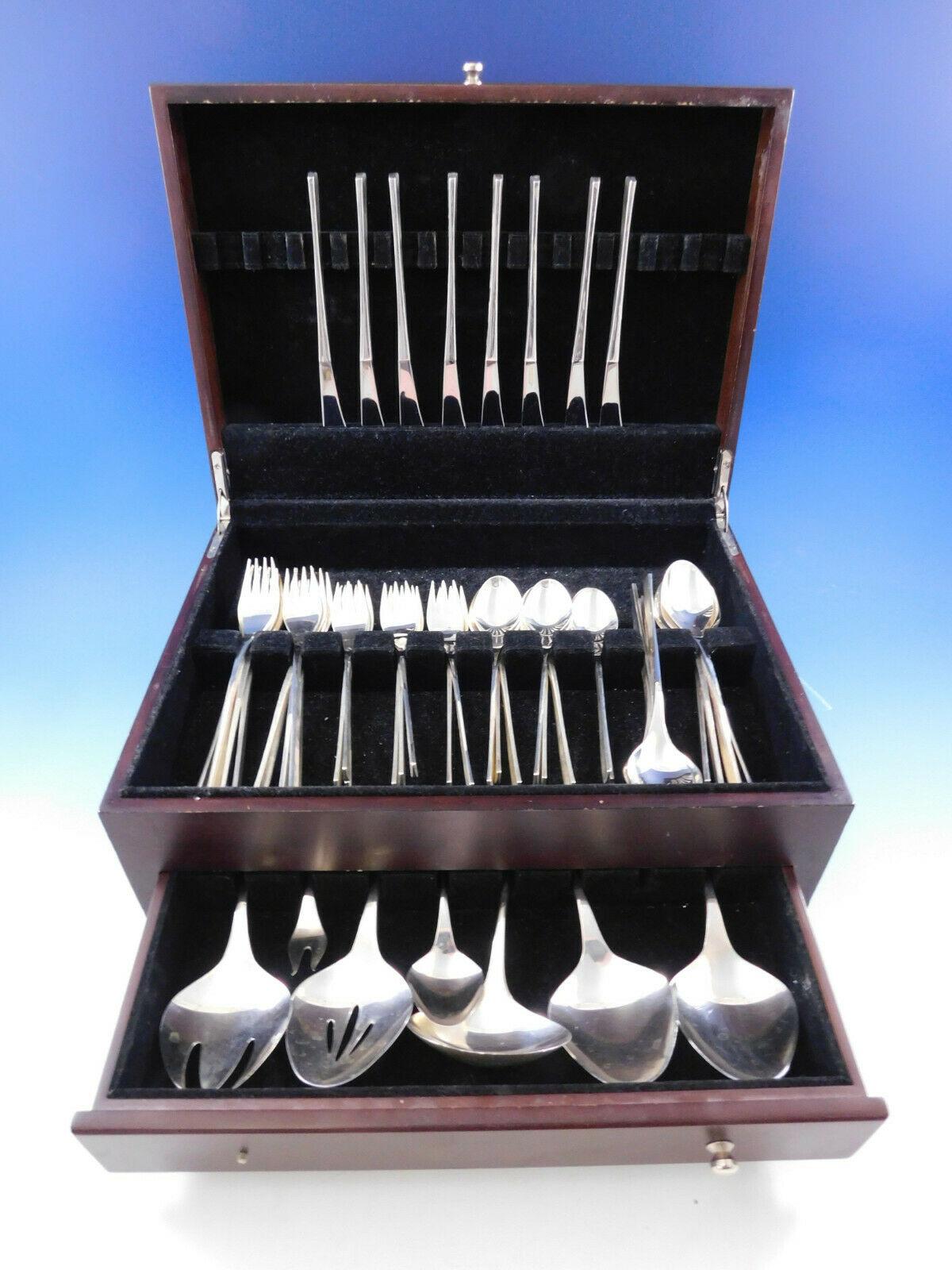 Mid-Century Modern sterling silver flatware cutlery set in the 