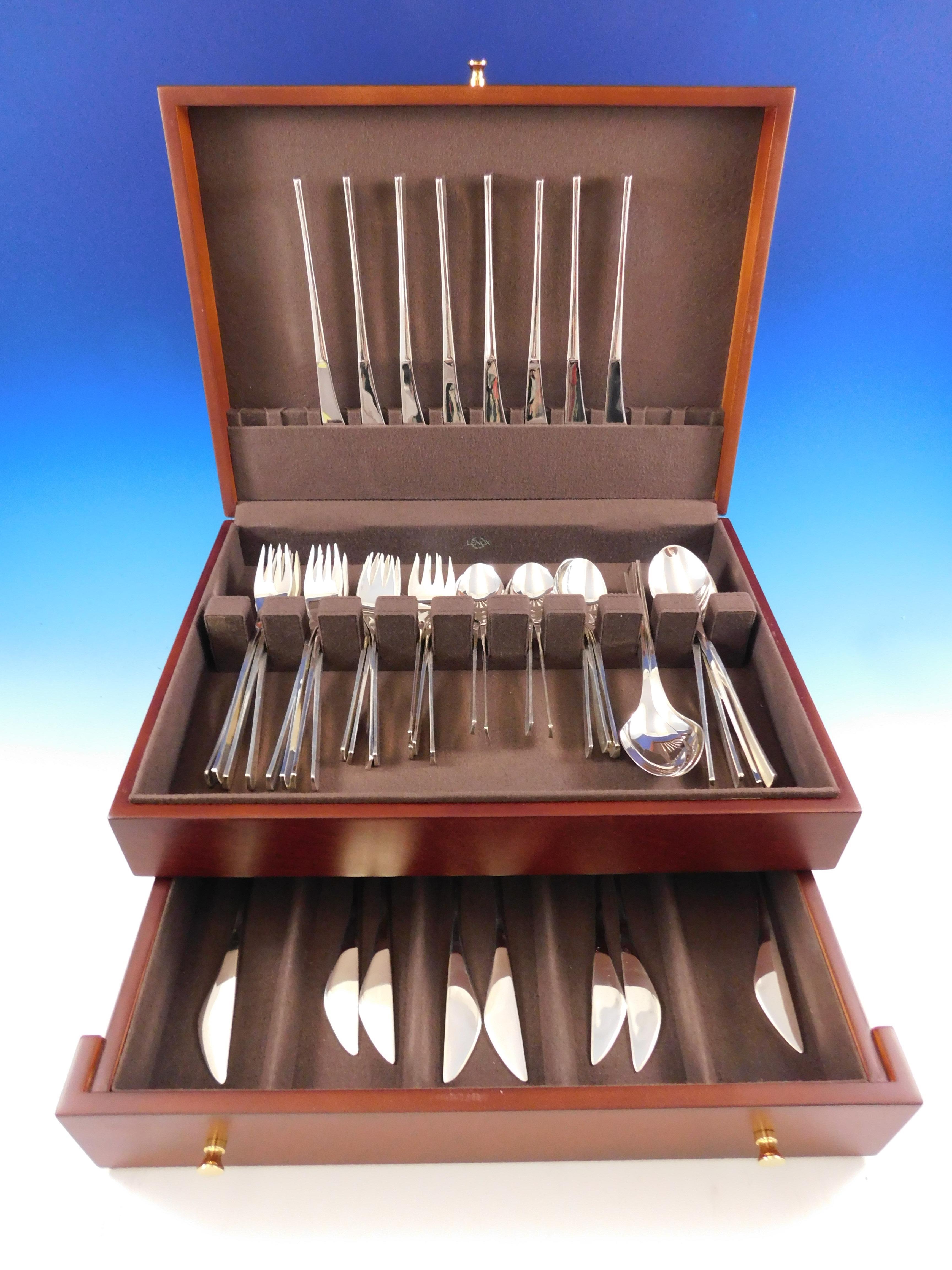 International sterling flatware in the pattern Vision designed by Ronald Hayes Pearson patented in 1961. This discontinued pattern features clean, Modernisn inspired lines and is featured in the book 