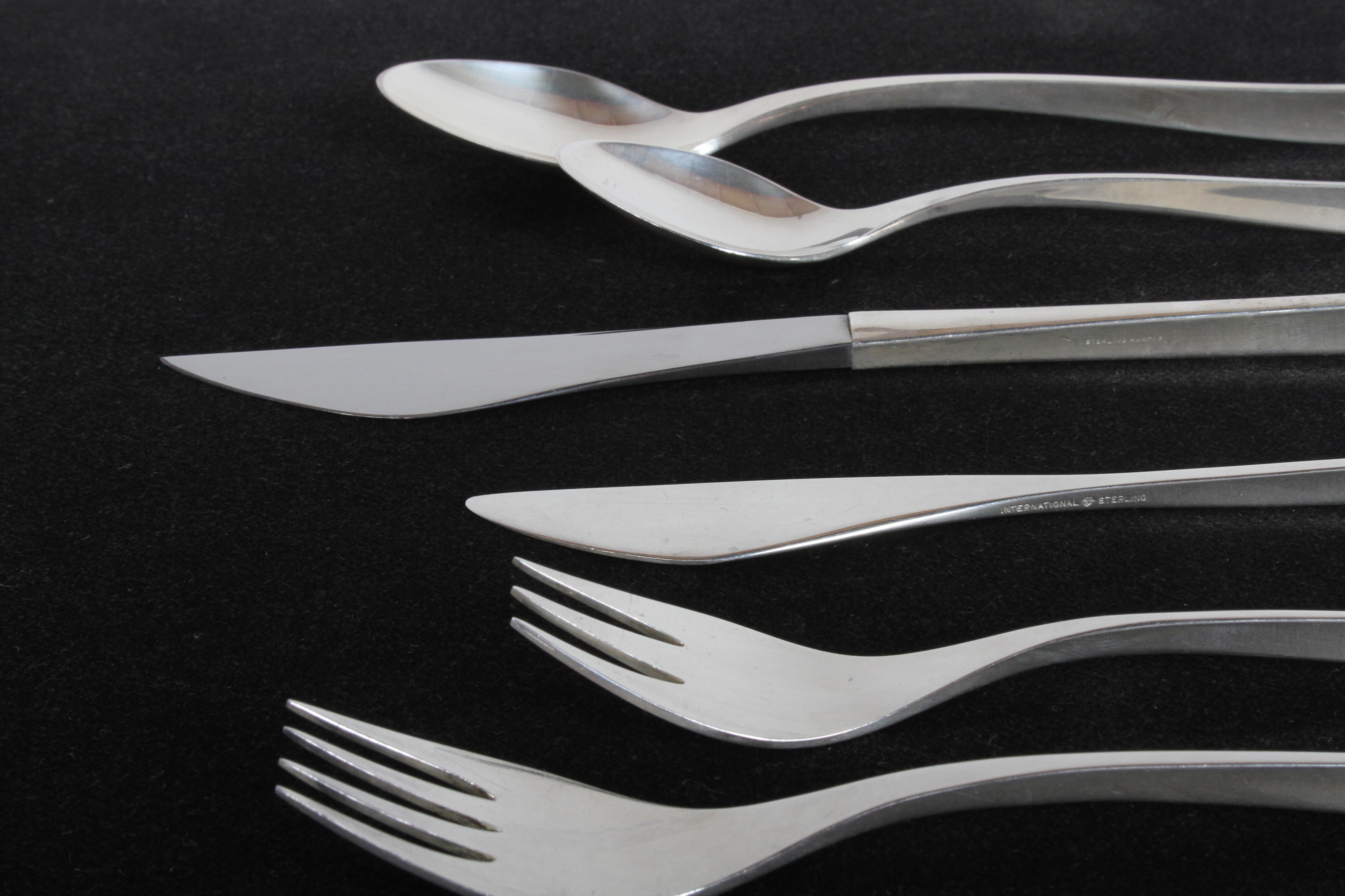 Mid-Century Modern Vision International Sterling Flatware Set by Ronald Pearson for 12-75 Pieces