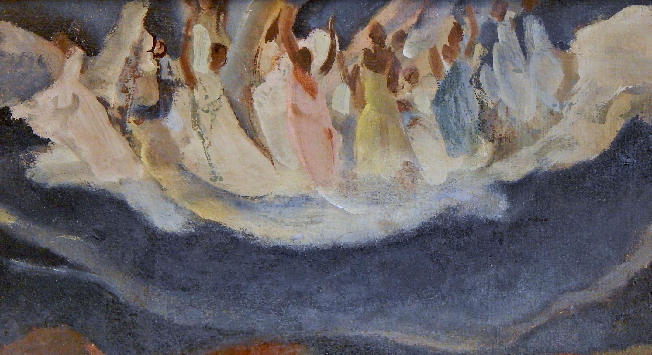 Art déco « Vision of Angels », importante scène nocturne, époque WPA, artiste afro-américain en vente