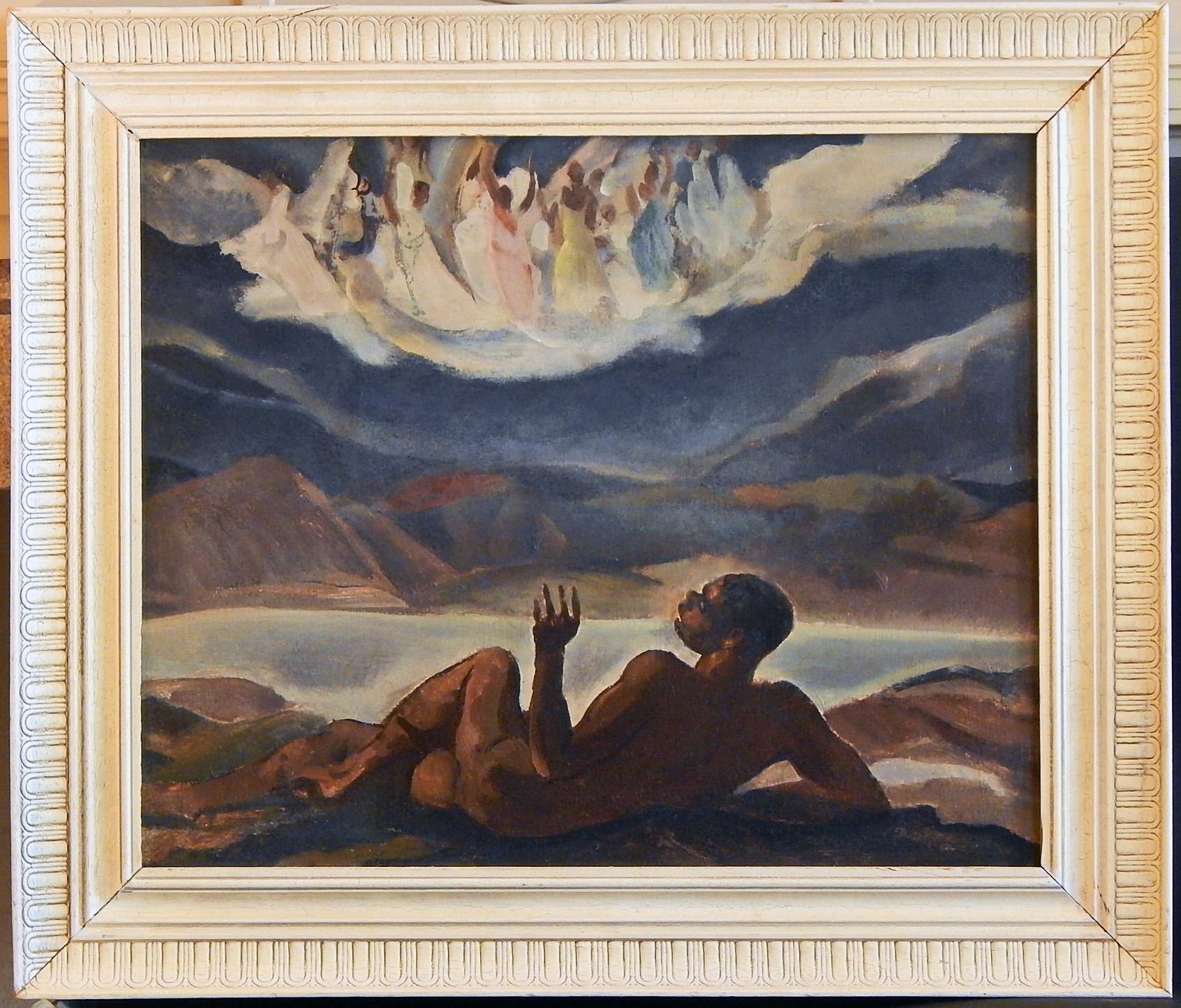 Peint « Vision of Angels », importante scène nocturne, époque WPA, artiste afro-américain en vente