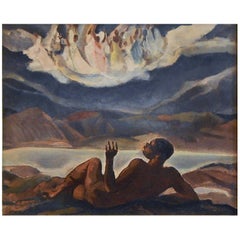 "Visión de los ángeles", importante escena nocturna, época de la WPA, artista afroamericano