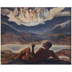 Used "Vision of Angels, " Important Night-Time Scene, WPA Era, African American Artist