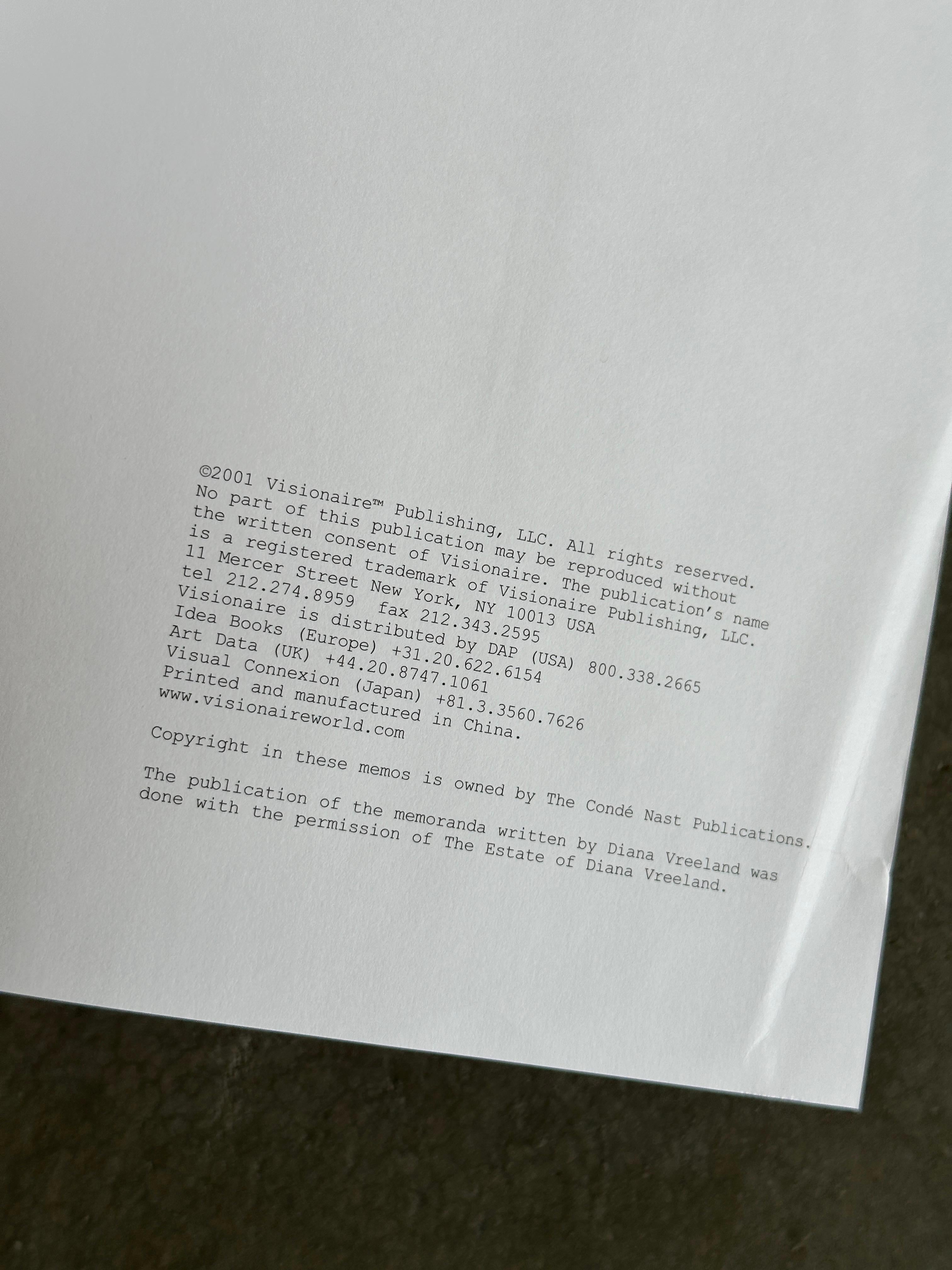 VISIONAIRE 37 : Vreeland Memos (0813/4000) en vente 5
