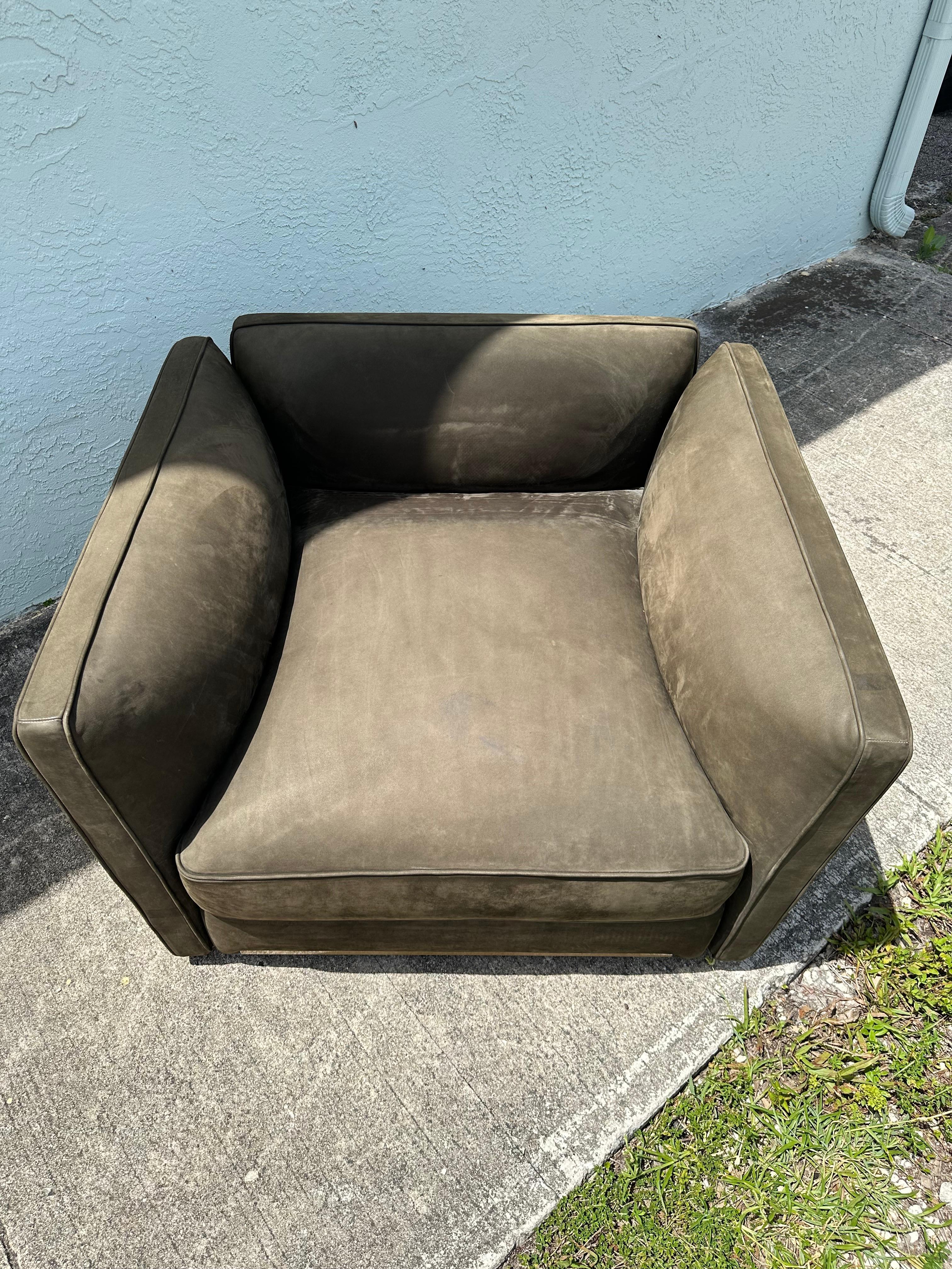 Visionarie Italian Olive Green Suede Knole Style Chair, Set of 2 For Sale 2