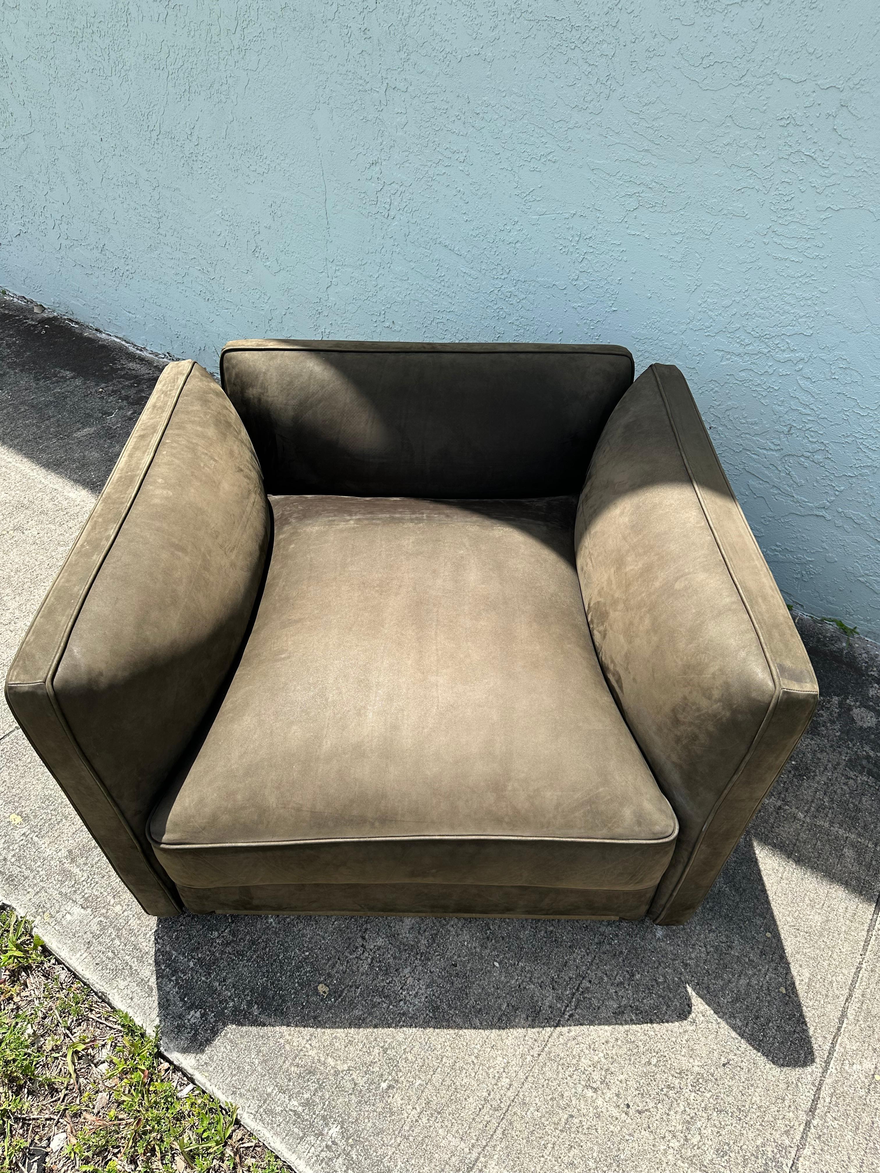 Visionarie Italian Olive Green Suede Knole Style Chair, Set of 2 For Sale 3