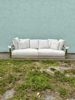 Visionaire Italian Ladder Rustic Down Wood Chrome Sectional Sofa