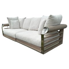 Visionaire Italian Ladder Rustic Down Wood Chrome Sectional Sofa