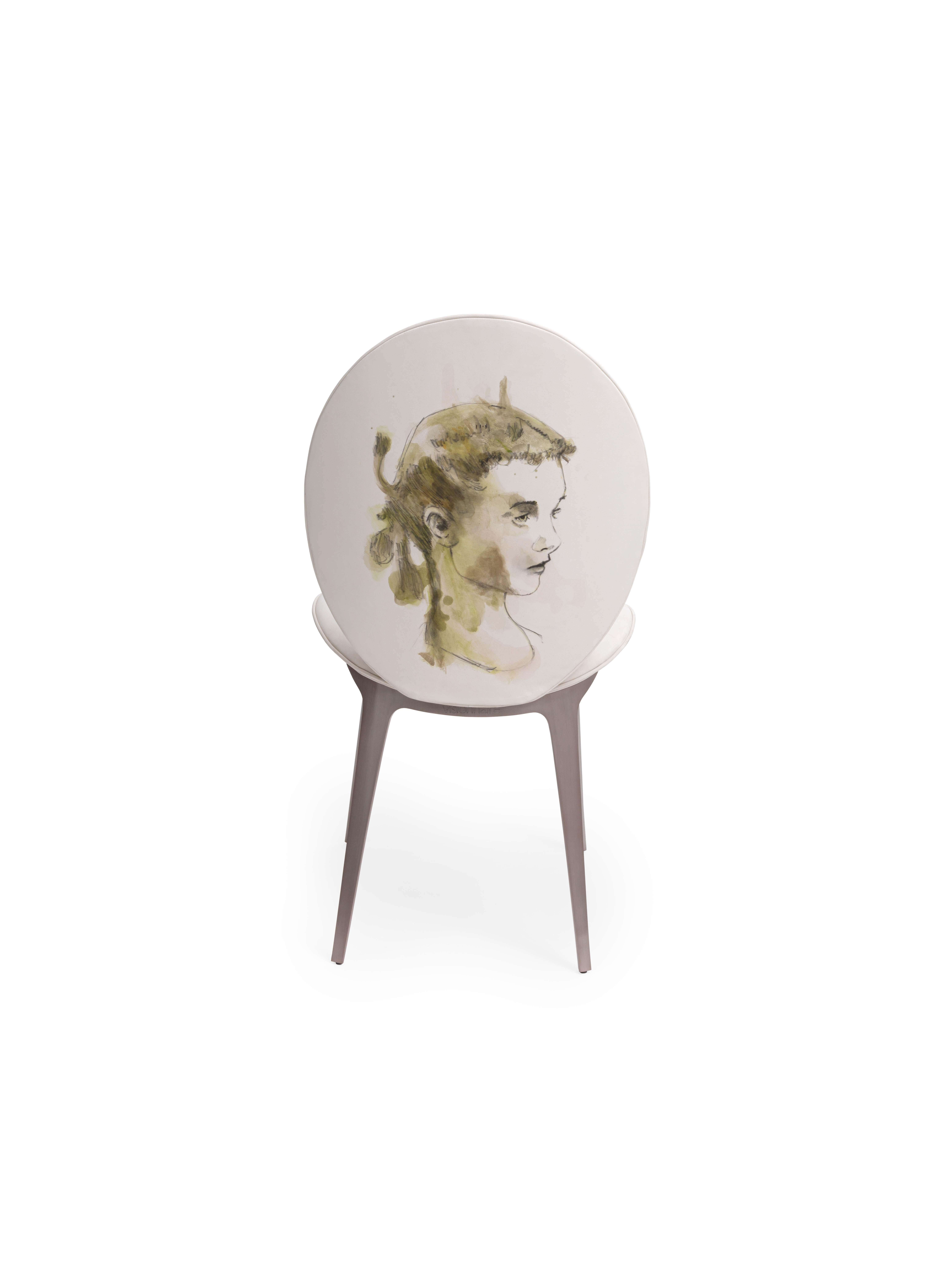 Der gepolsterte Stuhl Astrid mit Domenico Grenci-Gemälde (Moderne) im Angebot