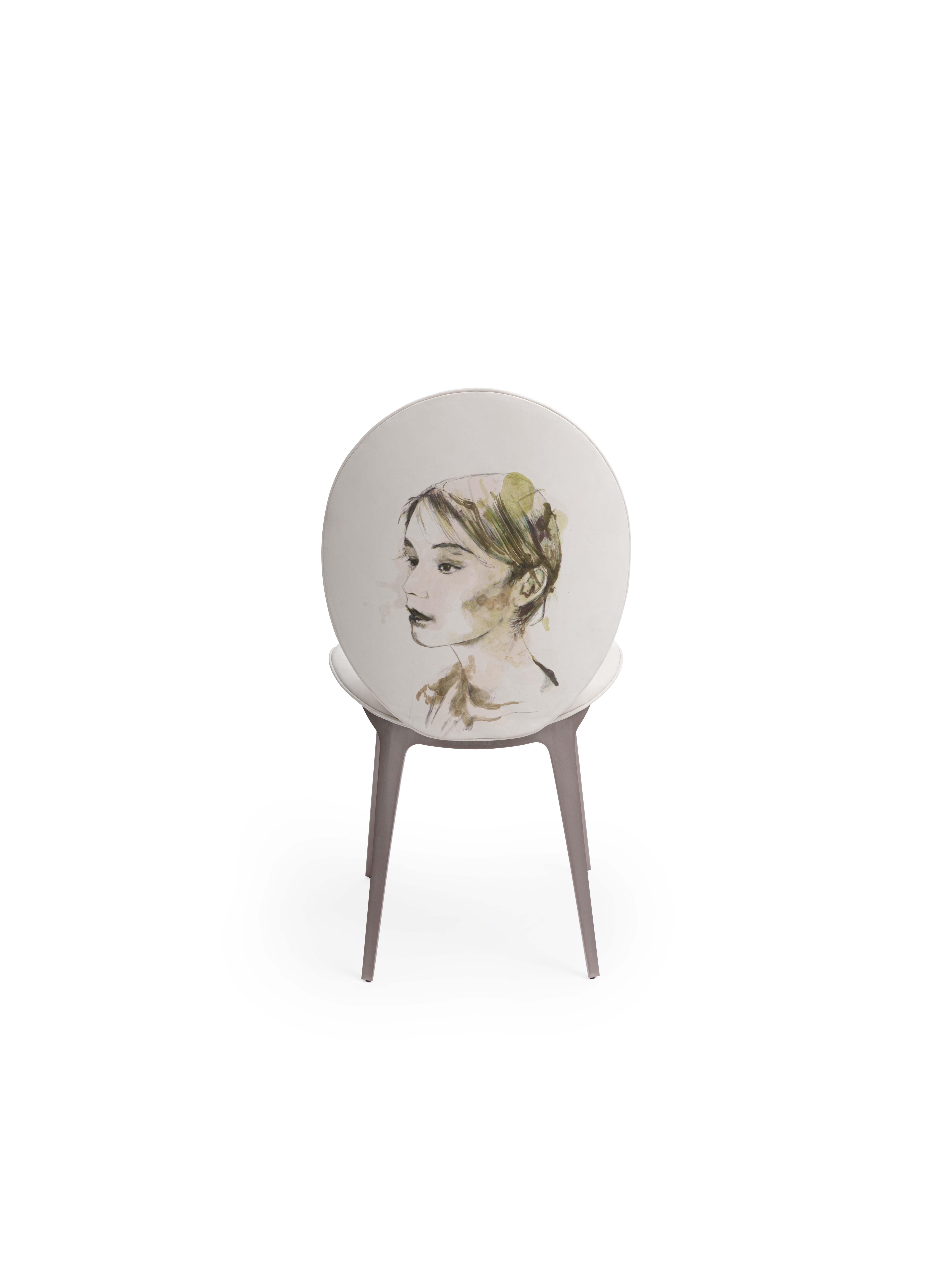 Der gepolsterte Stuhl Astrid mit Domenico Grenci-Gemälde (Italienisch) im Angebot
