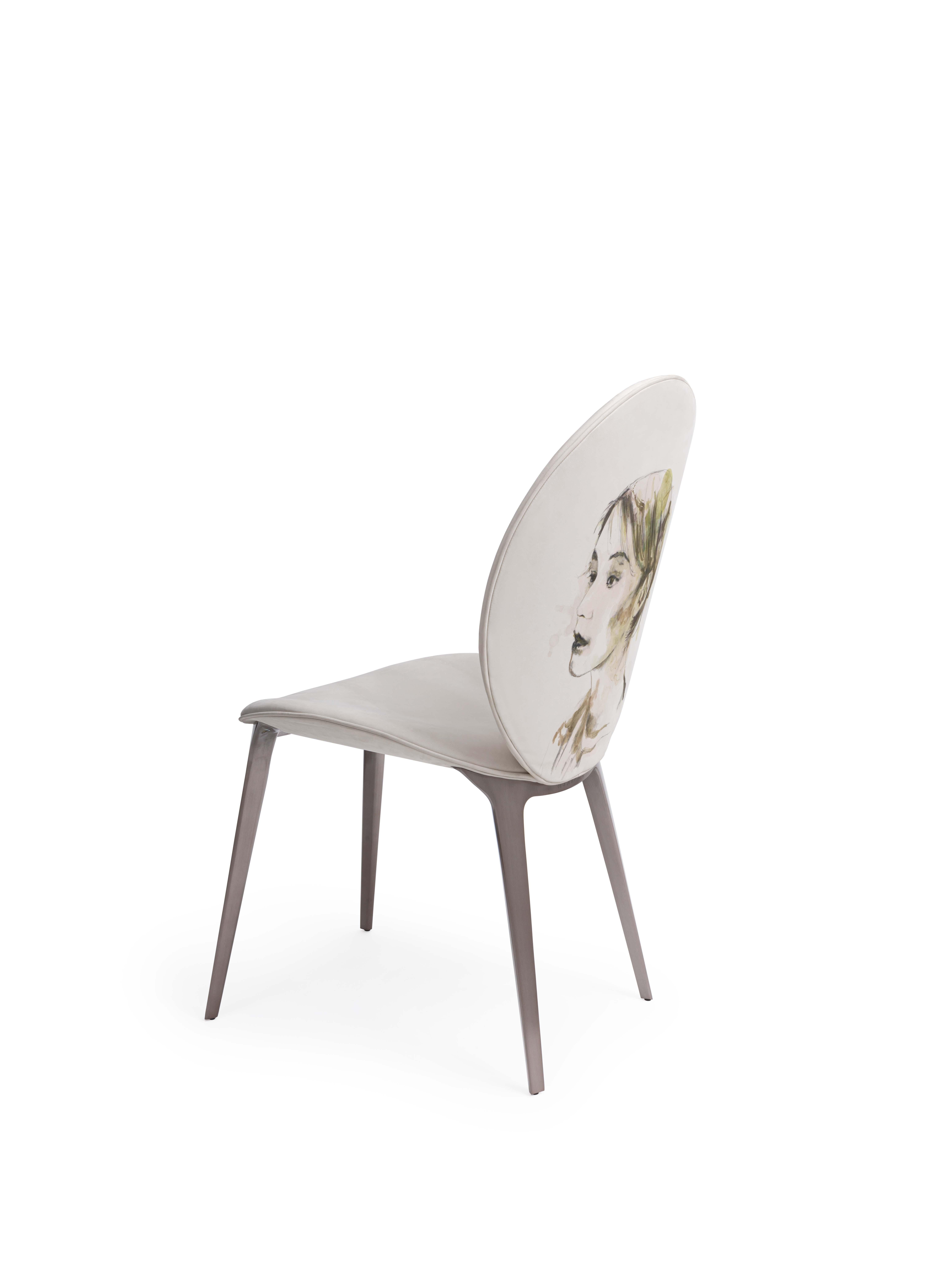 Modern Visionnaire Astrid Padded Chair with Domenico Grenci Painting For Sale
