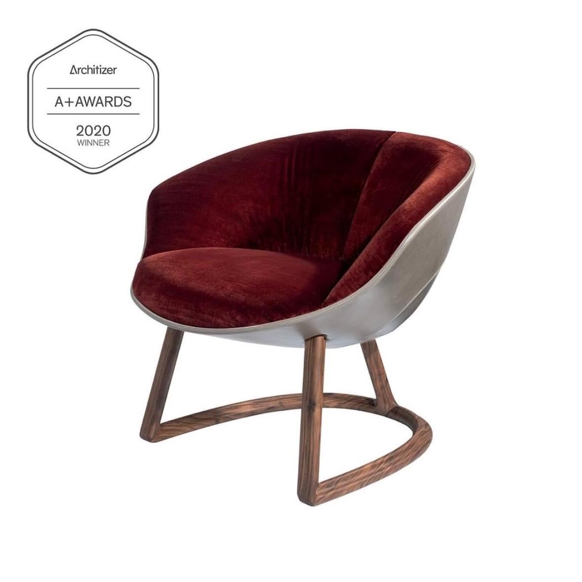 Italian Visionnaire Camden Armchair with Wood Frame and Upholstery by Mauro Lipparini For Sale