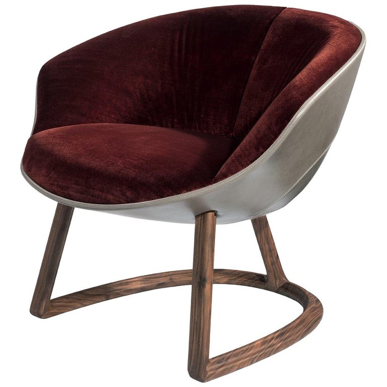 Visionnaire Camden Armchair with Wood Frame and Upholstery by Mauro Lipparini For Sale