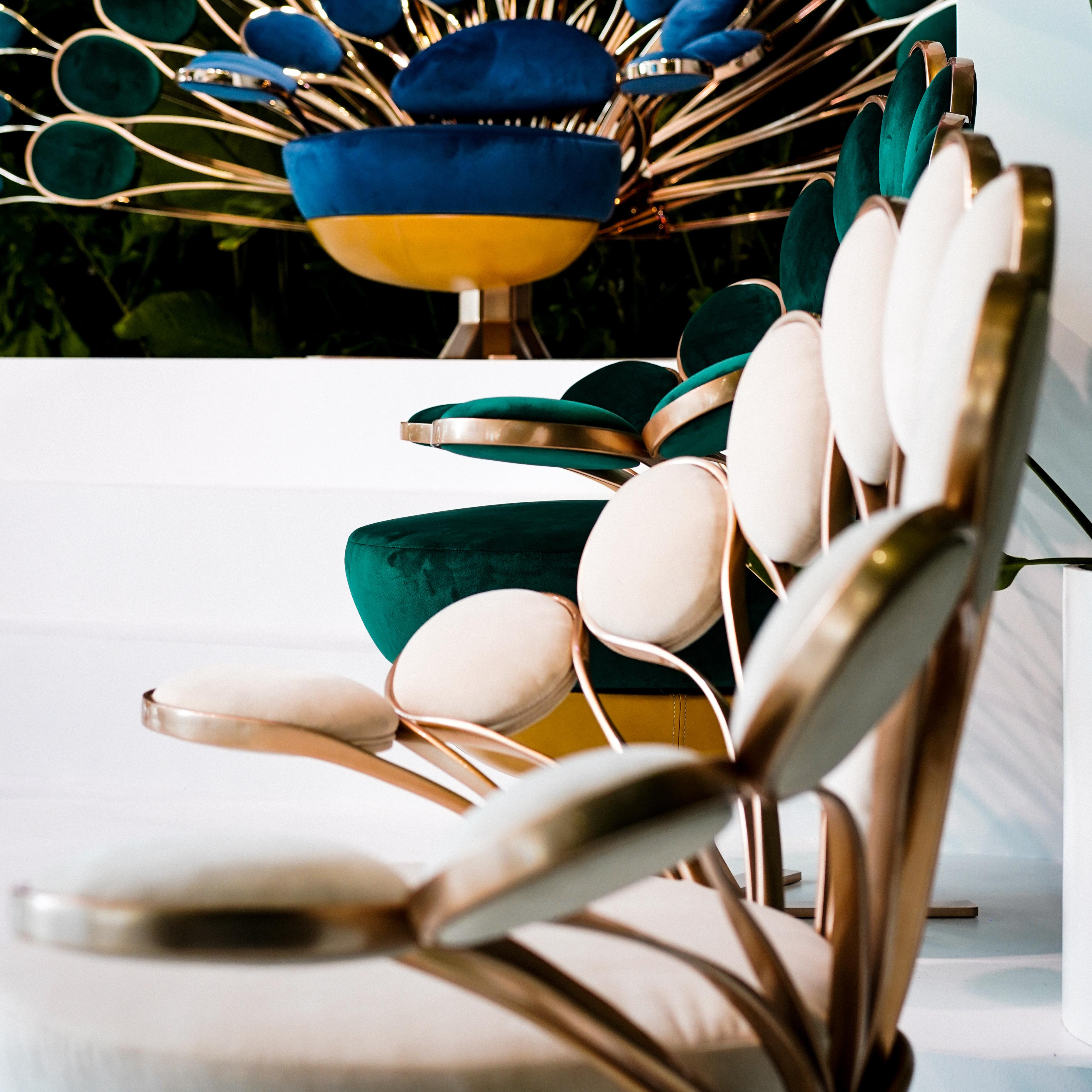 Visionnaire Il Pavone Smeraldo Armchair with Chromed Steel Base by Marc Ange In New Condition For Sale In Bologna, IT