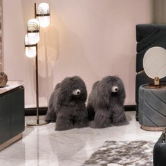 Visionnaire Klipper Dog Pouffe in Mongolian Wool Cover by Samuele Mazza