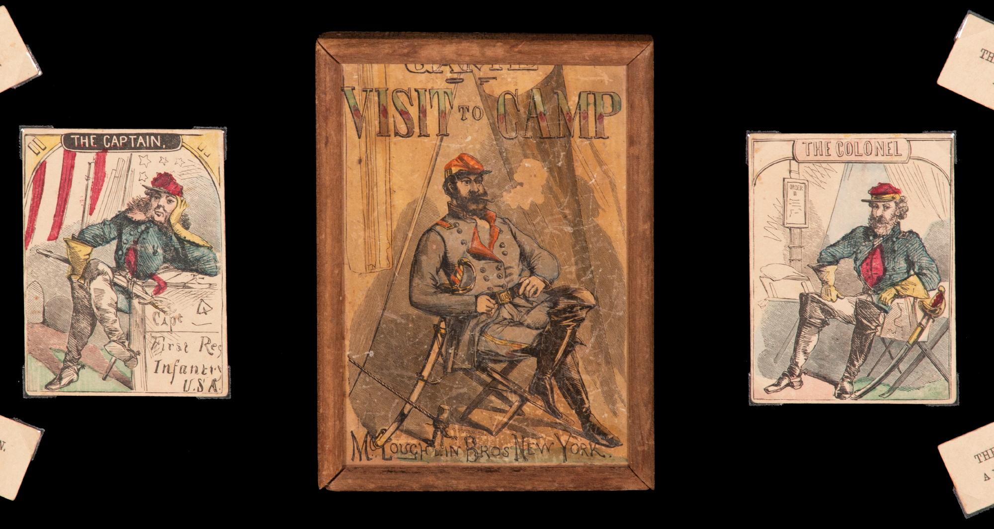 “Visit To Camp,” an extraordinarily rare card game by mclaughlin brothers of new york, circa 1871.

This extremely rare card game, designed with Civil War context, was made by McLoughlin Brothers in New York City. The set includes 12 (complete)
