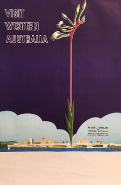 Visit Western Australia Floral Emblem Original Vintage Poster