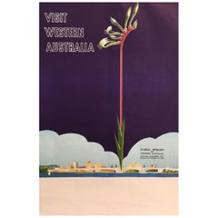 Visit Western Australia Floral Emblem Original Vintage Poster
