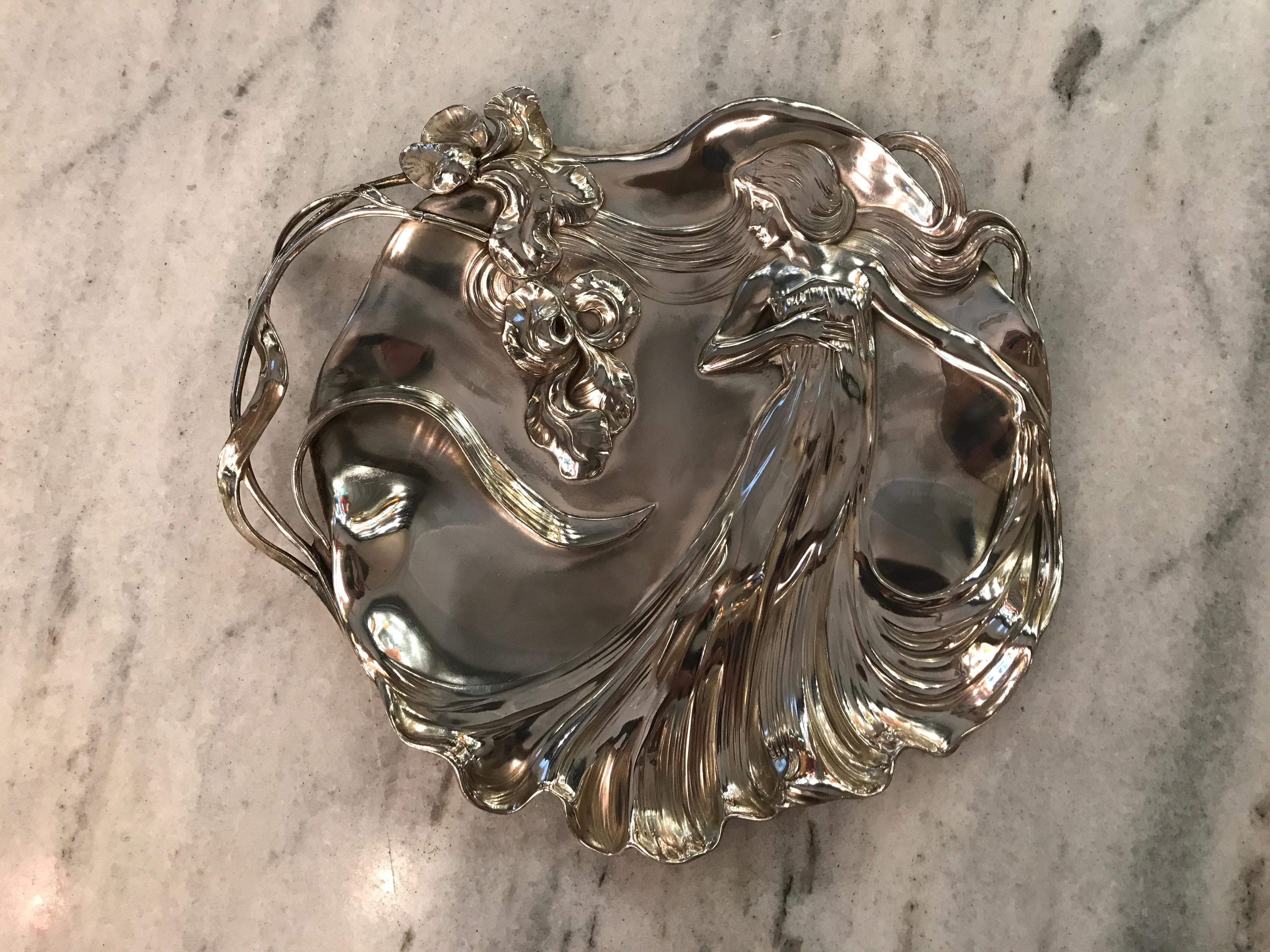 Vassoio grande per biglietti da visita, tedesco, Jugendstil, Art Nouveau, Liberty, 1900, WMF In condizioni buone in vendita a Ciudad Autónoma Buenos Aires, C
