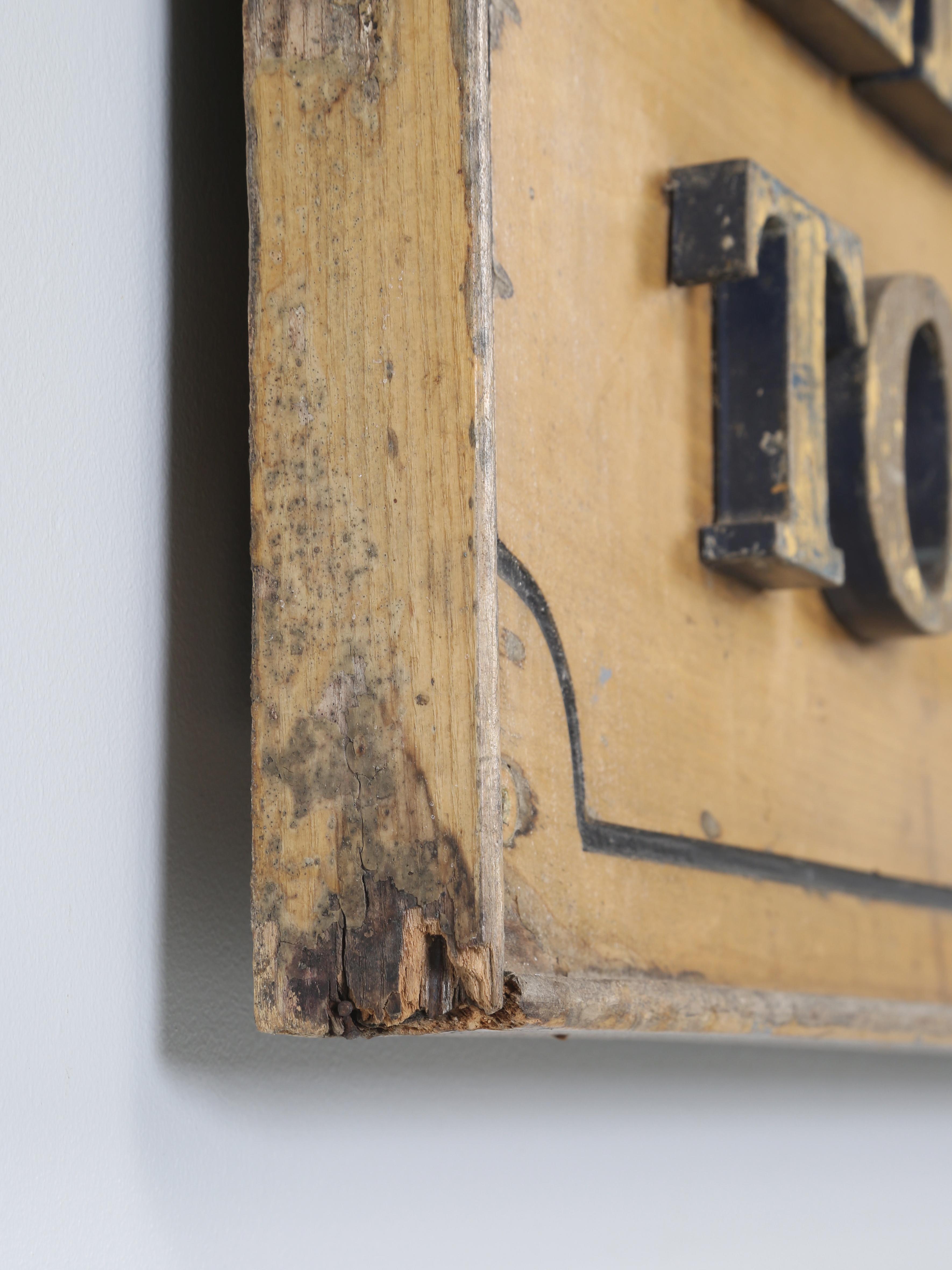 Wood Visitors Please Report To Reception, Antique Sign Original Unrestored Condition