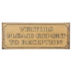 Besucher bitte an der Rezeption melden, Antikes Schild Unrestaurierter Originalzustand
