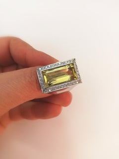 Viskilia Green Quartz Diamond White Gold Ring