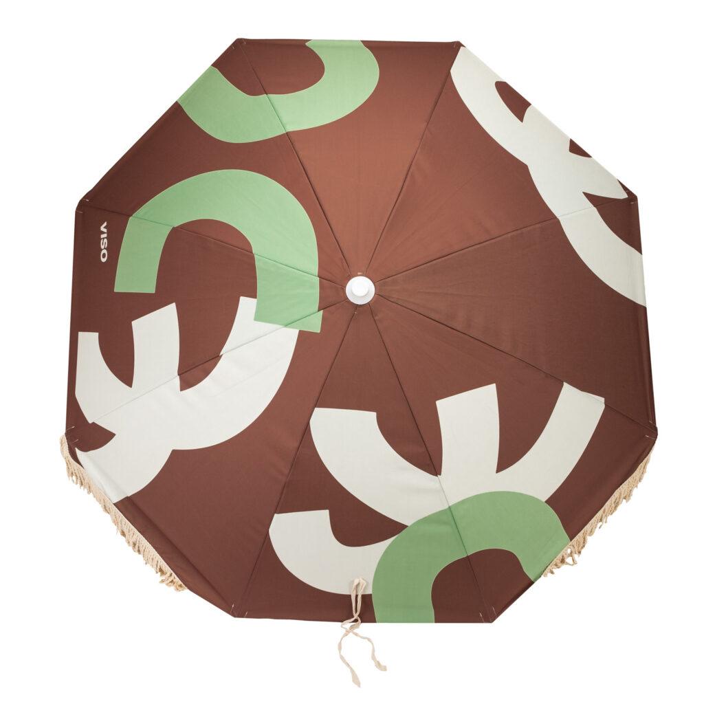 Unknown Viso Beach Umbrella 0102 in Canvas and Wood Pole For Sale