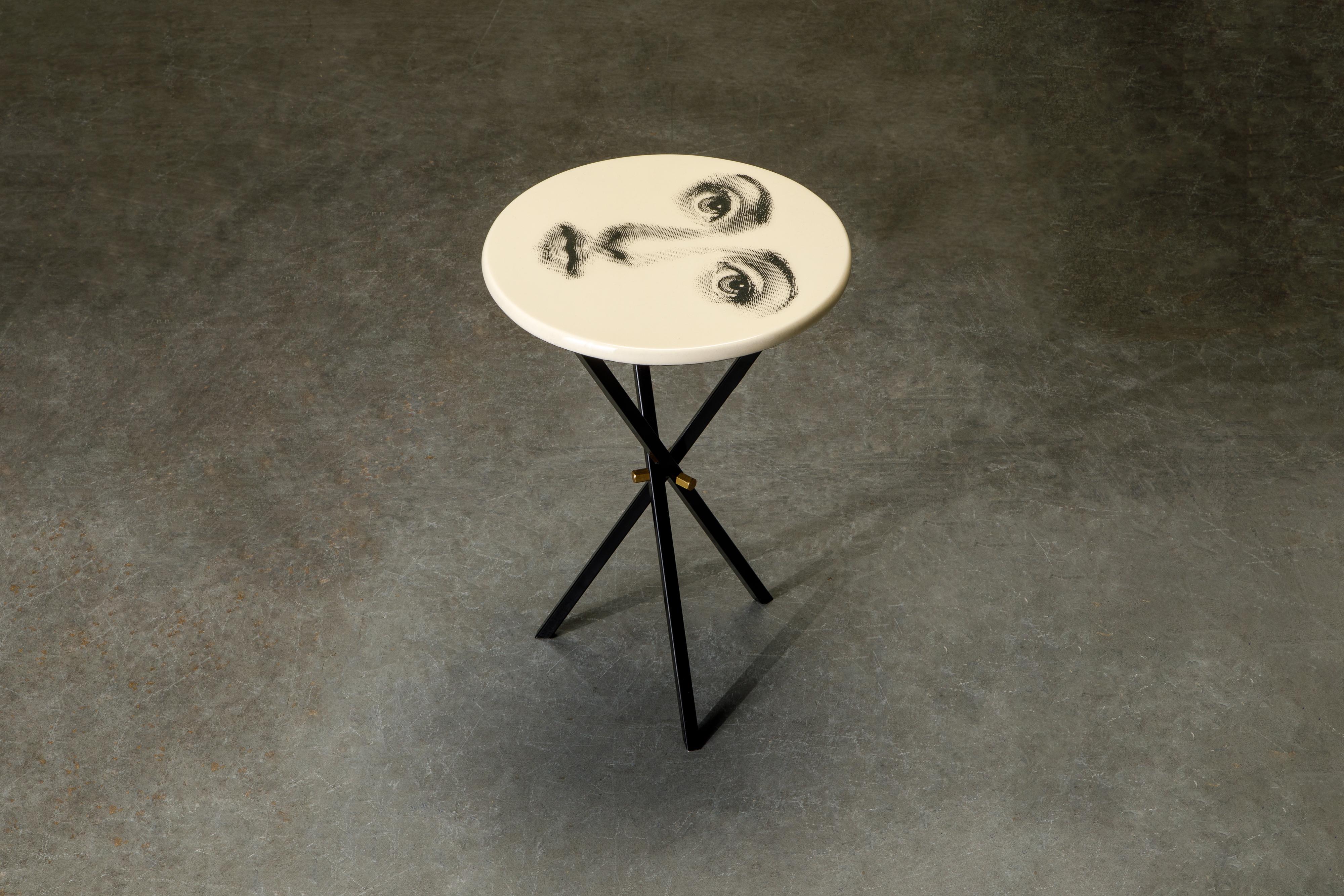 'Viso Di Donno' Pair of Side Tables by Piero Fornasetti, circa 1960s, Signed 1