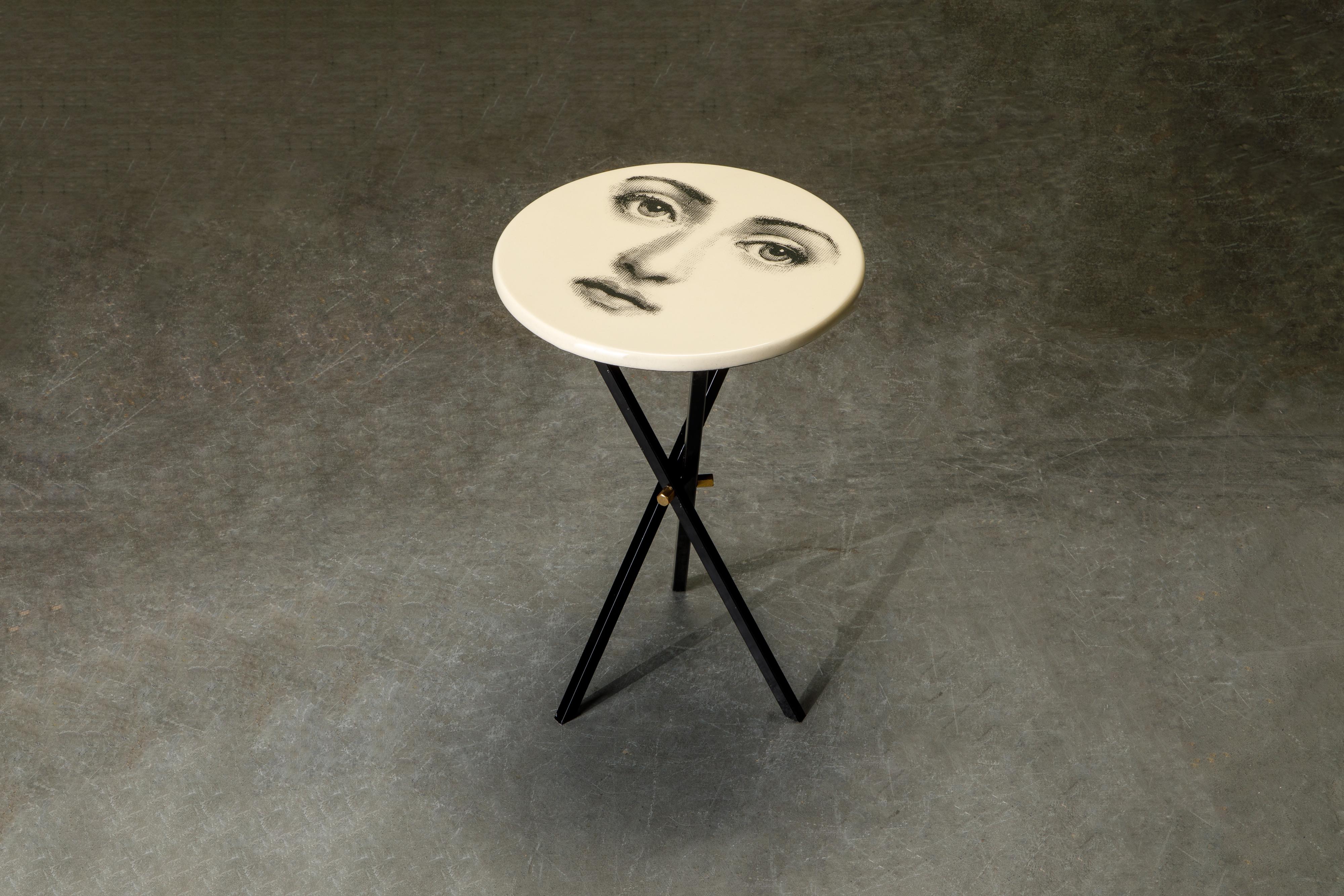 'Viso Di Donno' Pair of Side Tables by Piero Fornasetti, circa 1960s, Signed 2