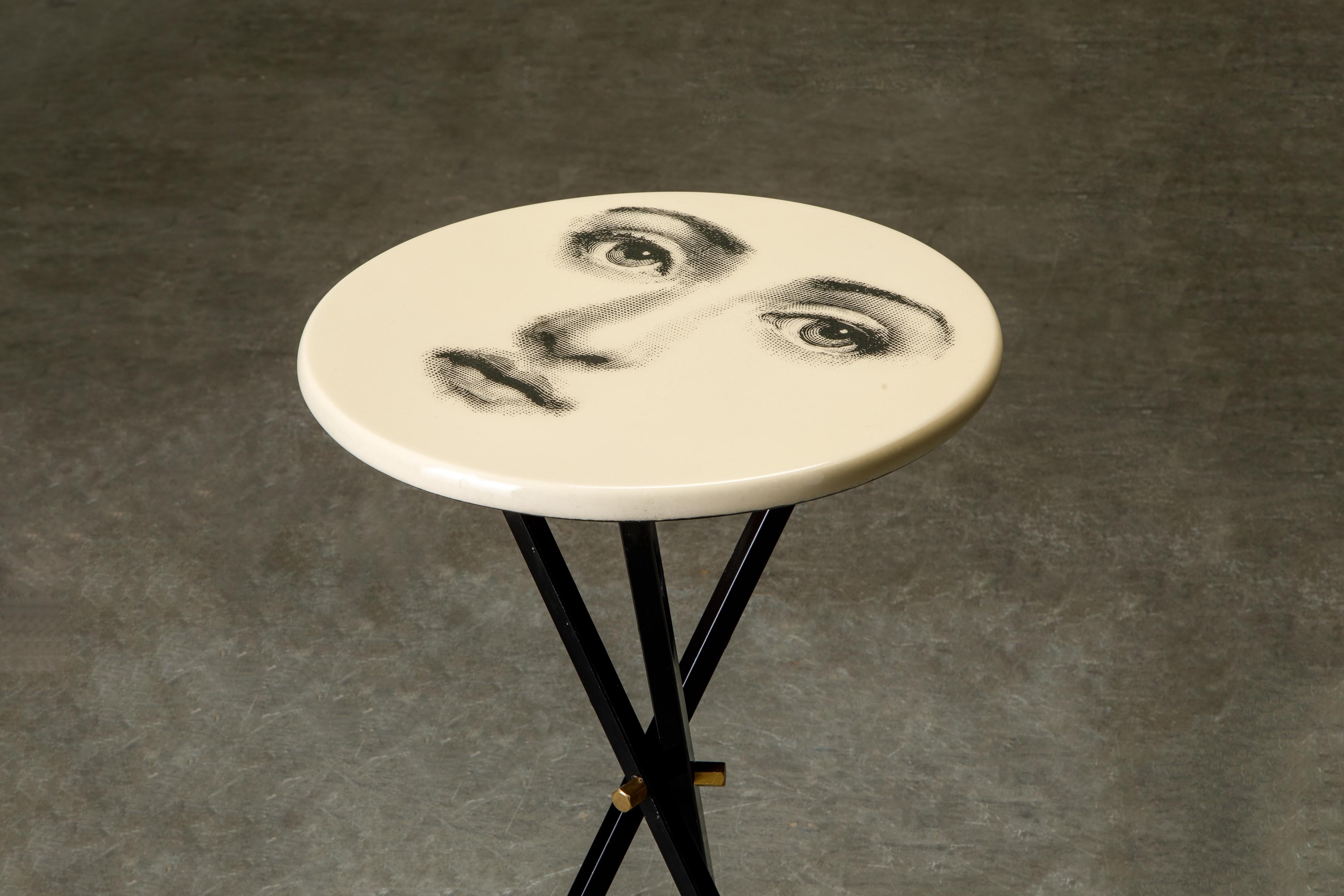 'Viso Di Donno' Pair of Side Tables by Piero Fornasetti, circa 1960s, Signed 3