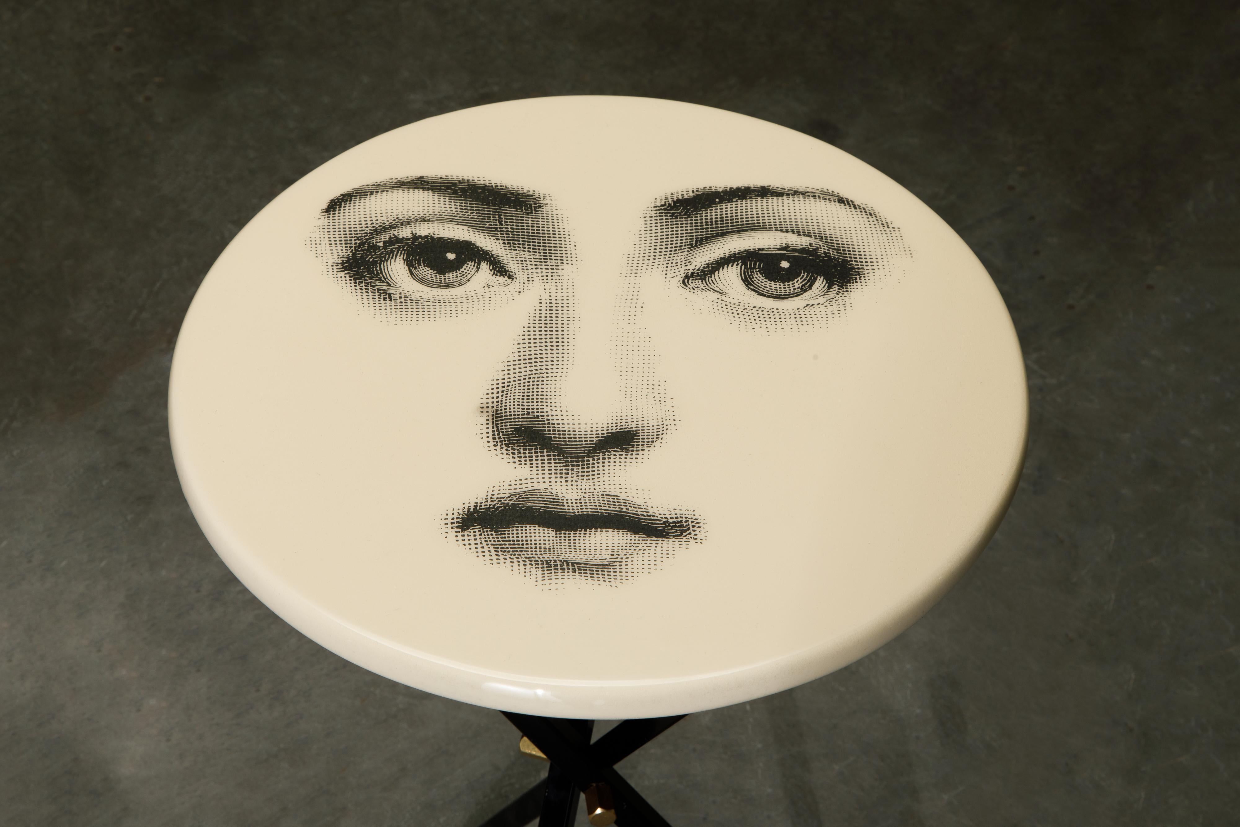 'Viso Di Donno' Pair of Side Tables by Piero Fornasetti, circa 1960s, Signed 5