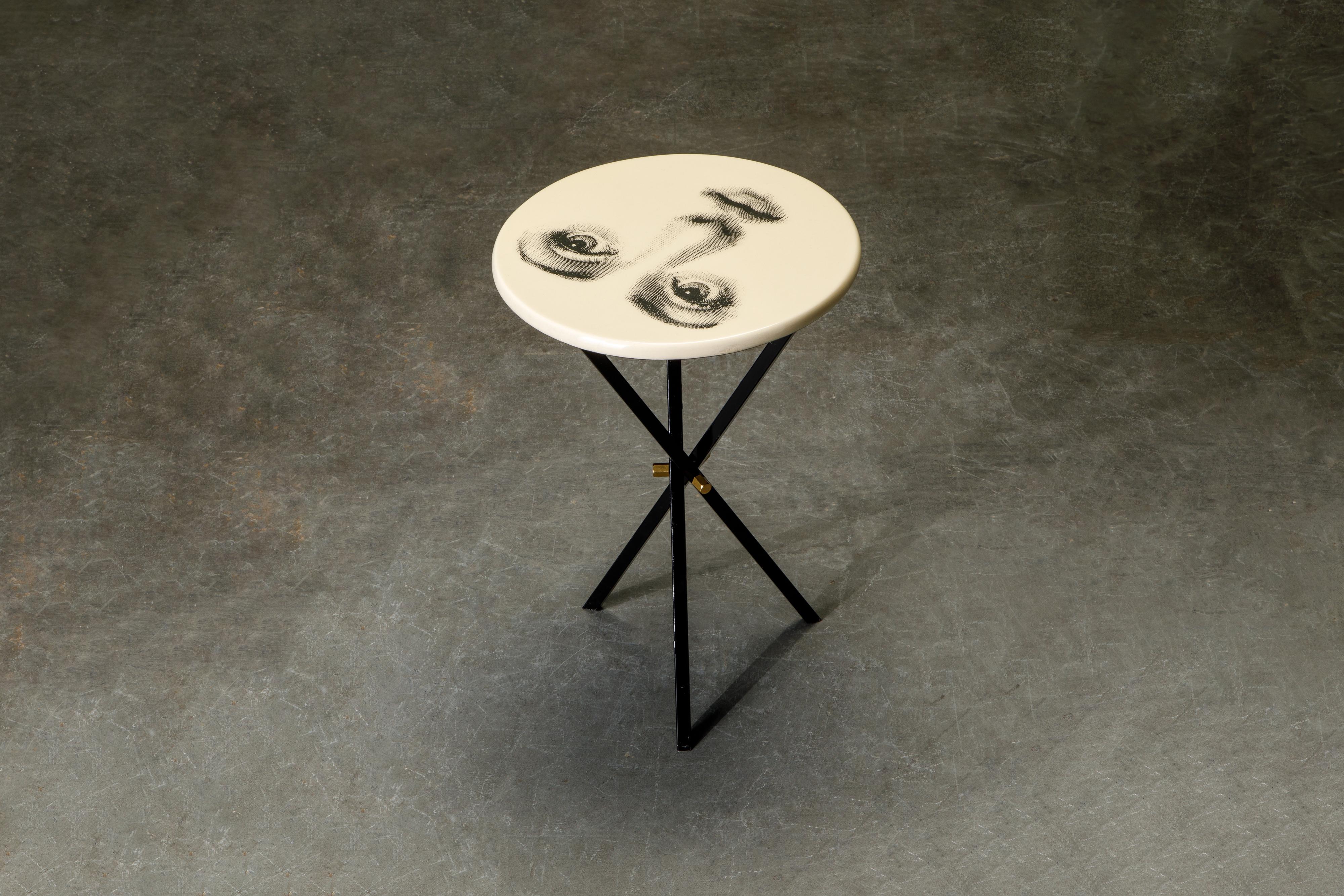 'Viso Di Donno' Pair of Side Tables by Piero Fornasetti, circa 1960s, Signed In Excellent Condition In Los Angeles, CA