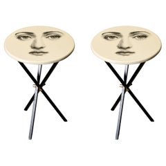 Vintage 'Viso Di Donno' Pair of Side Tables by Piero Fornasetti, circa 1960s, Signed