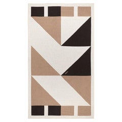 Viso Double Bed Tapestry Cotton Blanket VTB0401-DB in White and Brown (Couverture en coton pour lit double VTB0401-DB en blanc et Brown)