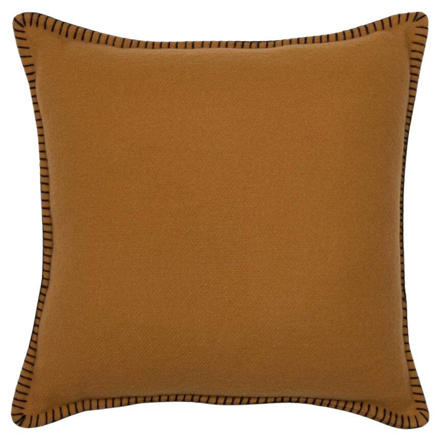 Viso Merino Pillow VMP0101 in Camel with Black Stitching For Sale