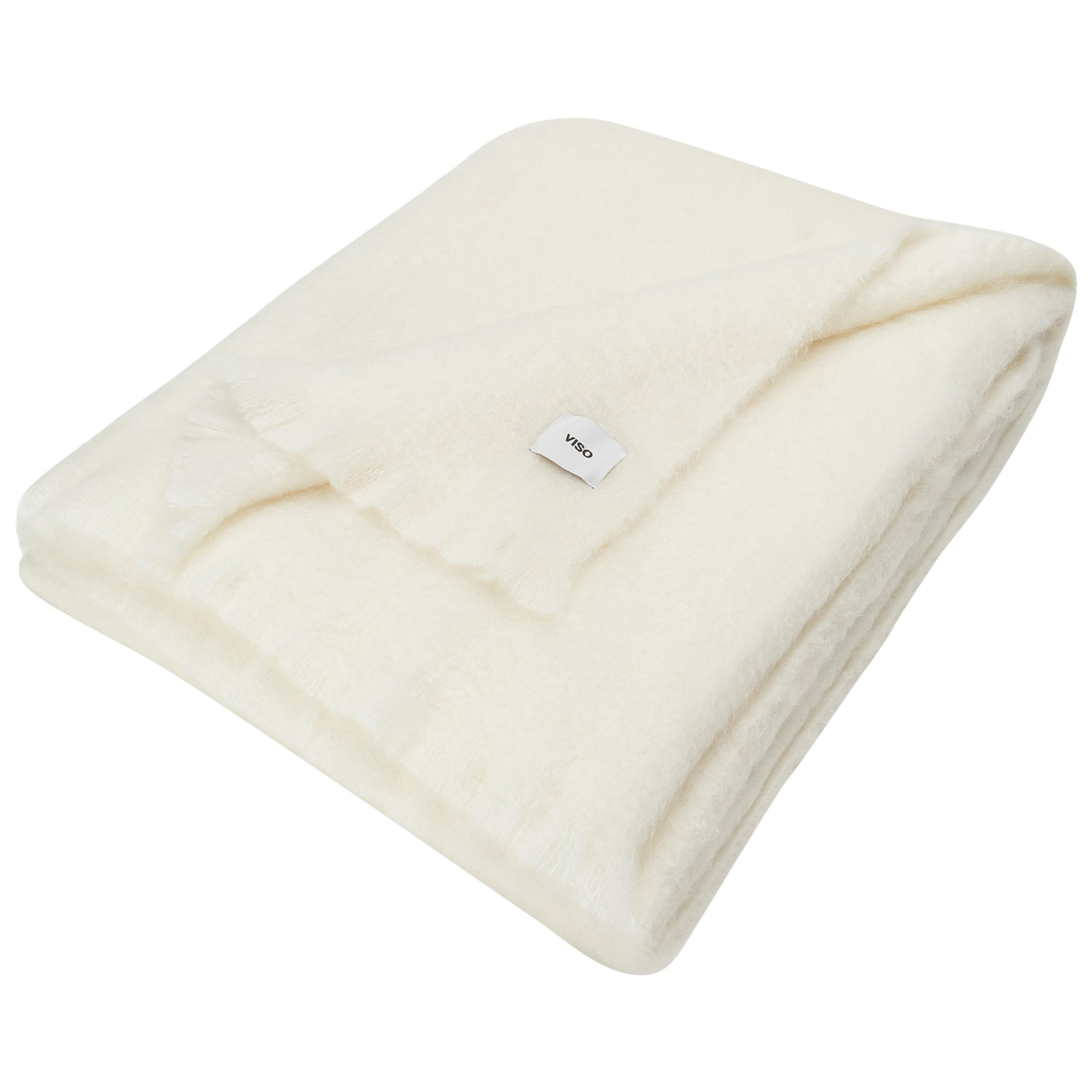 Emilie Merino White QueenSize Blanket with Custom Print Border by JG