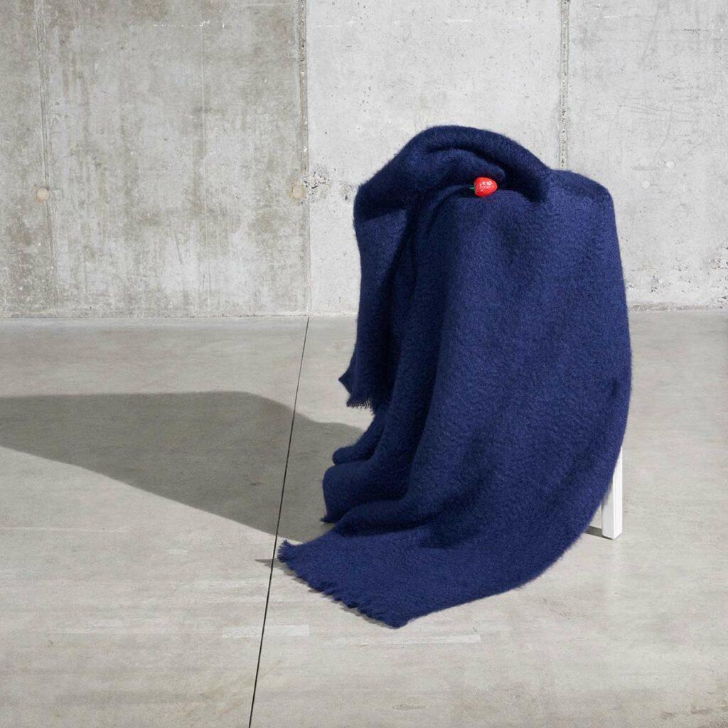 Contemporary Viso Mohair Blanket VMB02001 in Navy For Sale