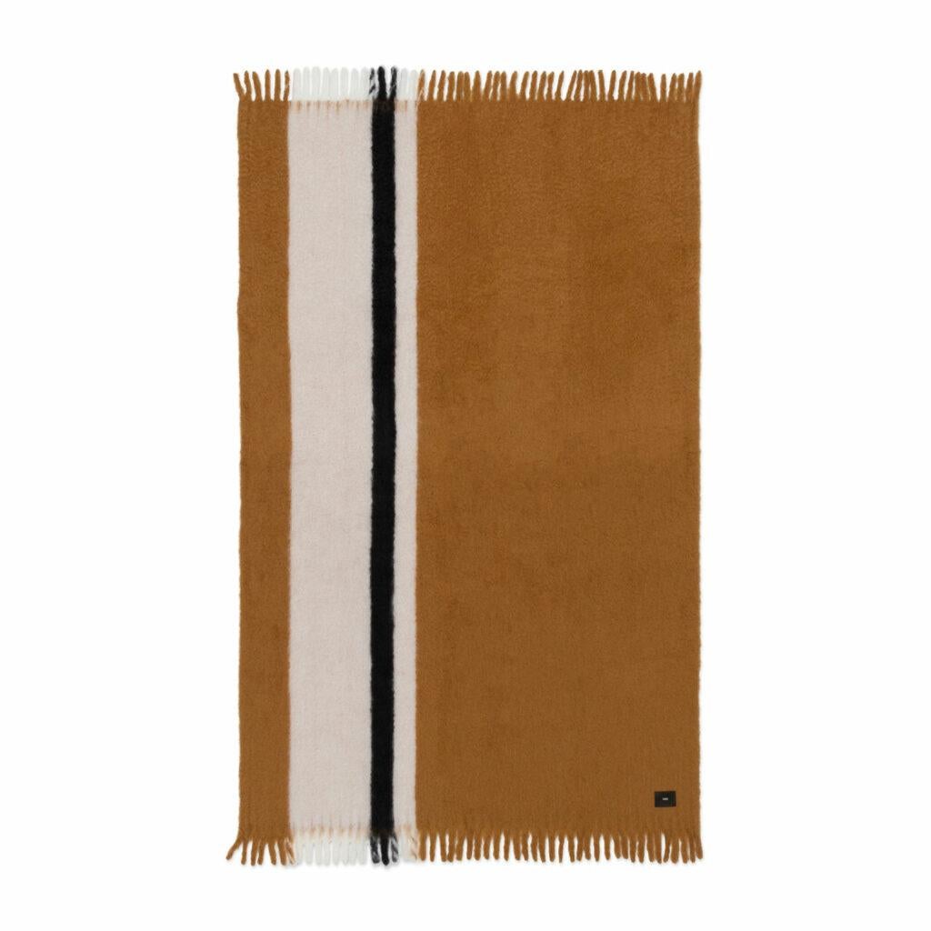 Viso Mohair Blanket VMB0304 in Camel, Black and White In New Condition For Sale In New York, NY