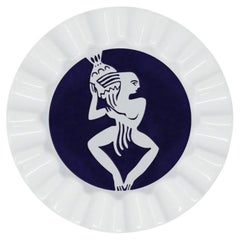 Viso Porcelain Aquarius Zodiac Sign Key Tray V125 in White and Navy Blue