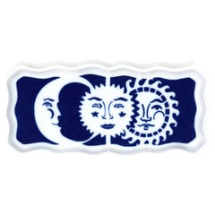 Viso Porcelain Sun, Moon & Stars Zodiac Tray VPT0101 in White and Navy Blue
