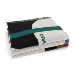 Viso Tapestry Cotton Blanket VTB0502 in Black, White, Blue and Red
