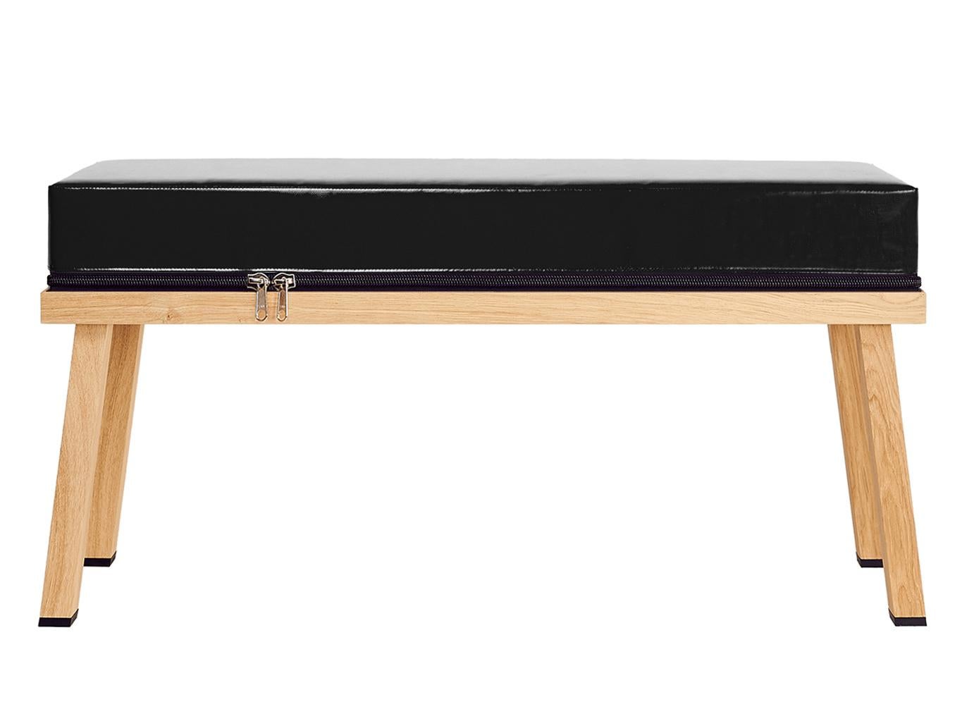 Visser and Meijwaard Truecolors High Bench in Black PVC Cloth with Zipper Detail In Excellent Condition For Sale In New York, NY