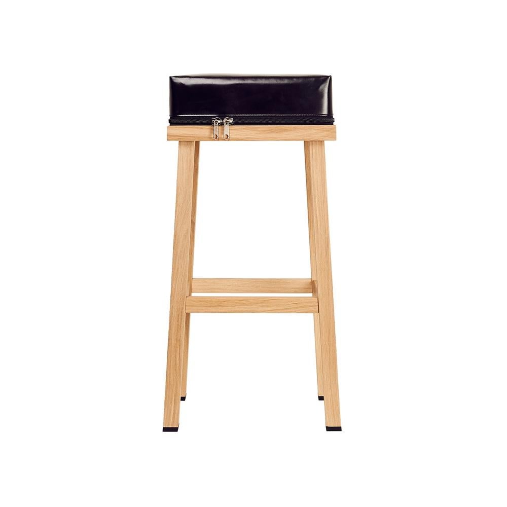 Dutch Visser and Meijwaard Truecolors High Stool in Black PVC Cloth with Zipper  For Sale