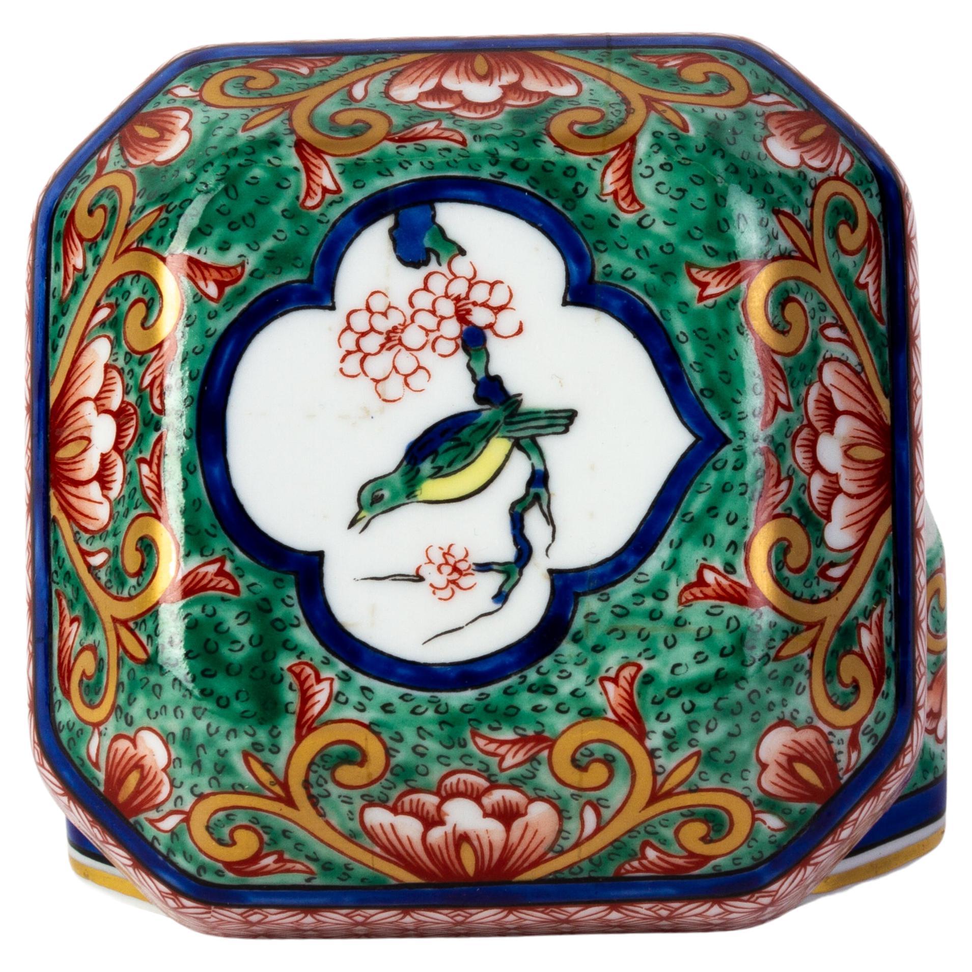 Vista Alegre Fine Porcelain Chinese Bird & Blossoms Famille Rose Inspired Box 