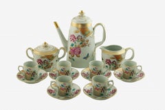 Vintage Vista Alegre for Mottahedeh 'Lowestoft Rose' Porcelain Demitasse Set