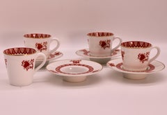 Vista Alegre Portuguese Porcelain Demitasse Coffee Cups & Saucers 1920s Set of 4
