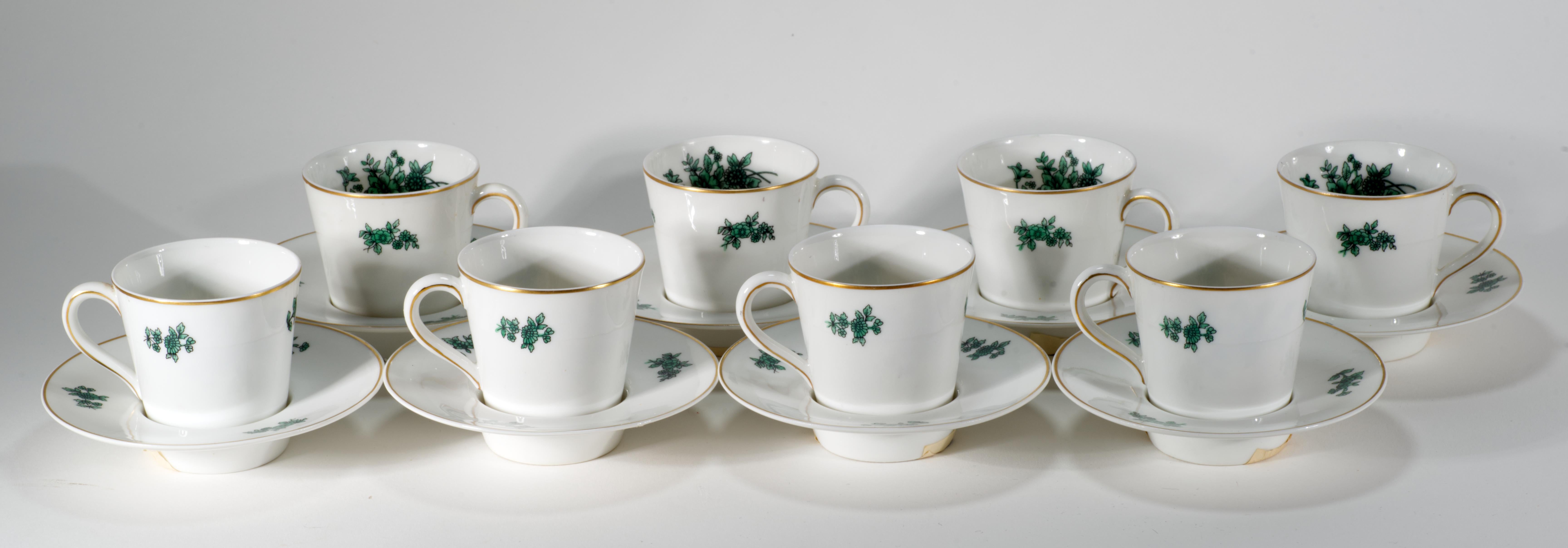 Mid-Century Modern Vista Allegre Set of 8 Olivia Demitasse Cups and Saucers, 1950s, with Labels For Sale