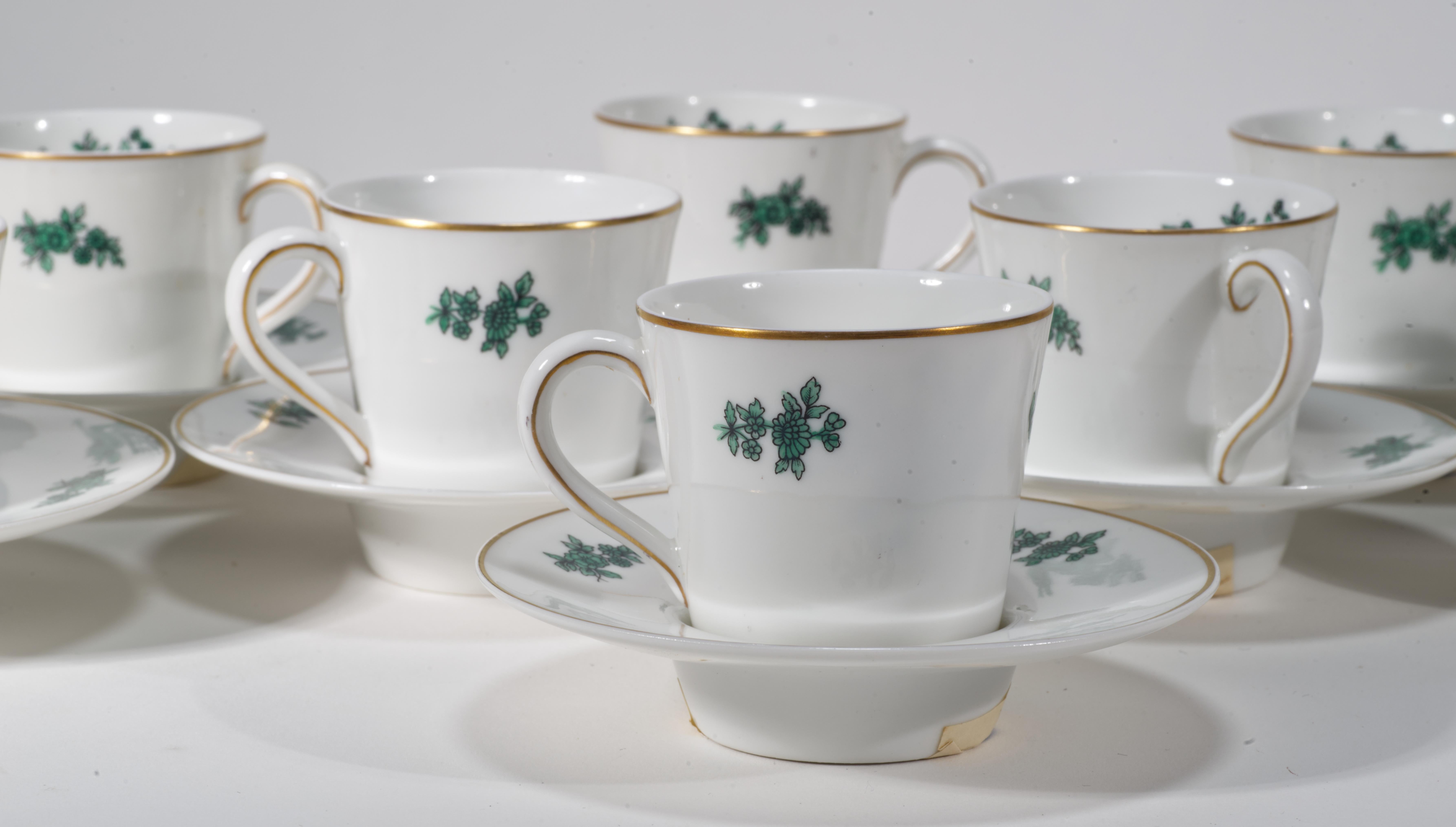 Portuguese Vista Allegre Set of 8 Olivia Demitasse Cups and Saucers, 1950s, with Labels For Sale