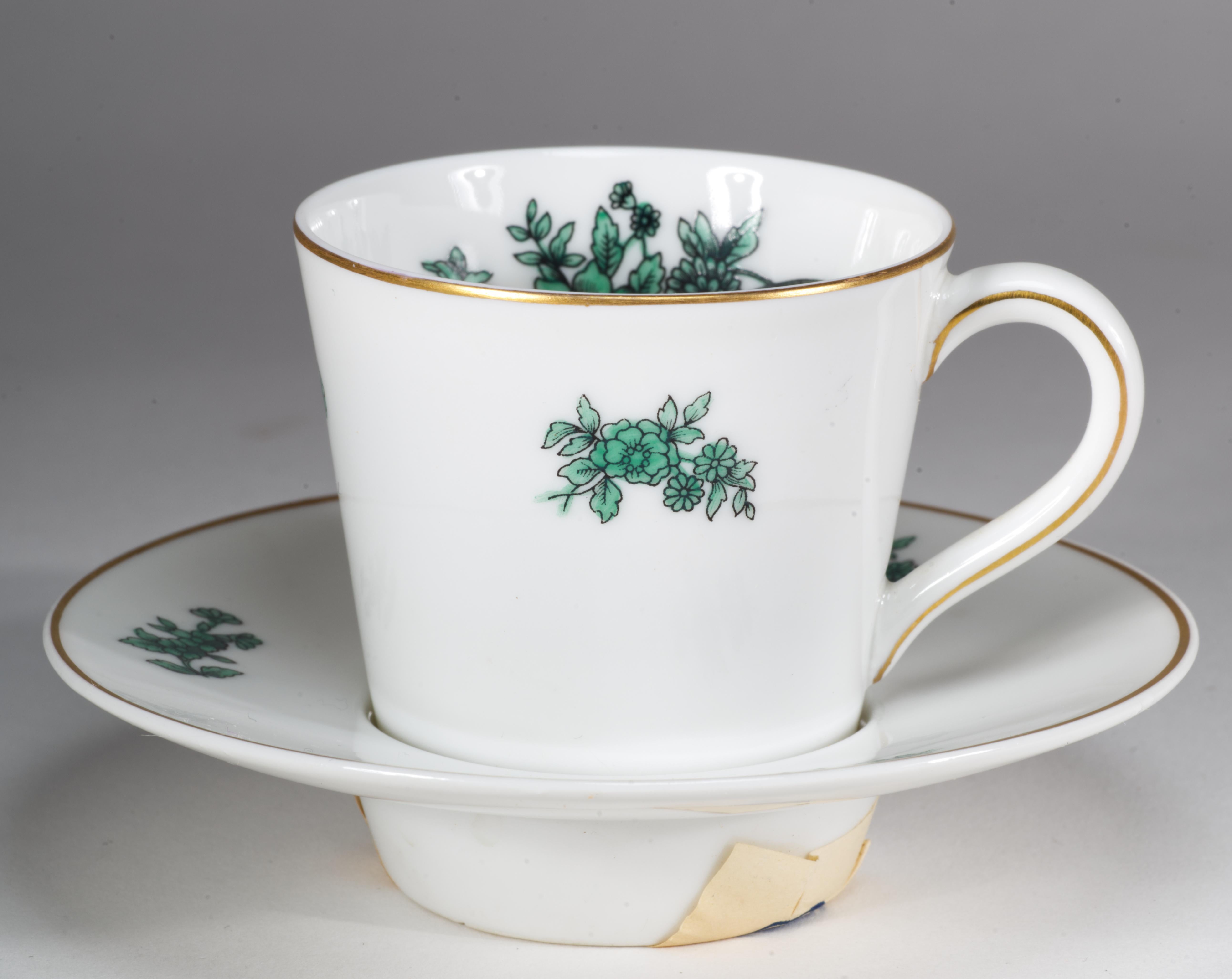 Gilt Vista Allegre Set of 8 Olivia Demitasse Cups and Saucers, 1950s, with Labels For Sale