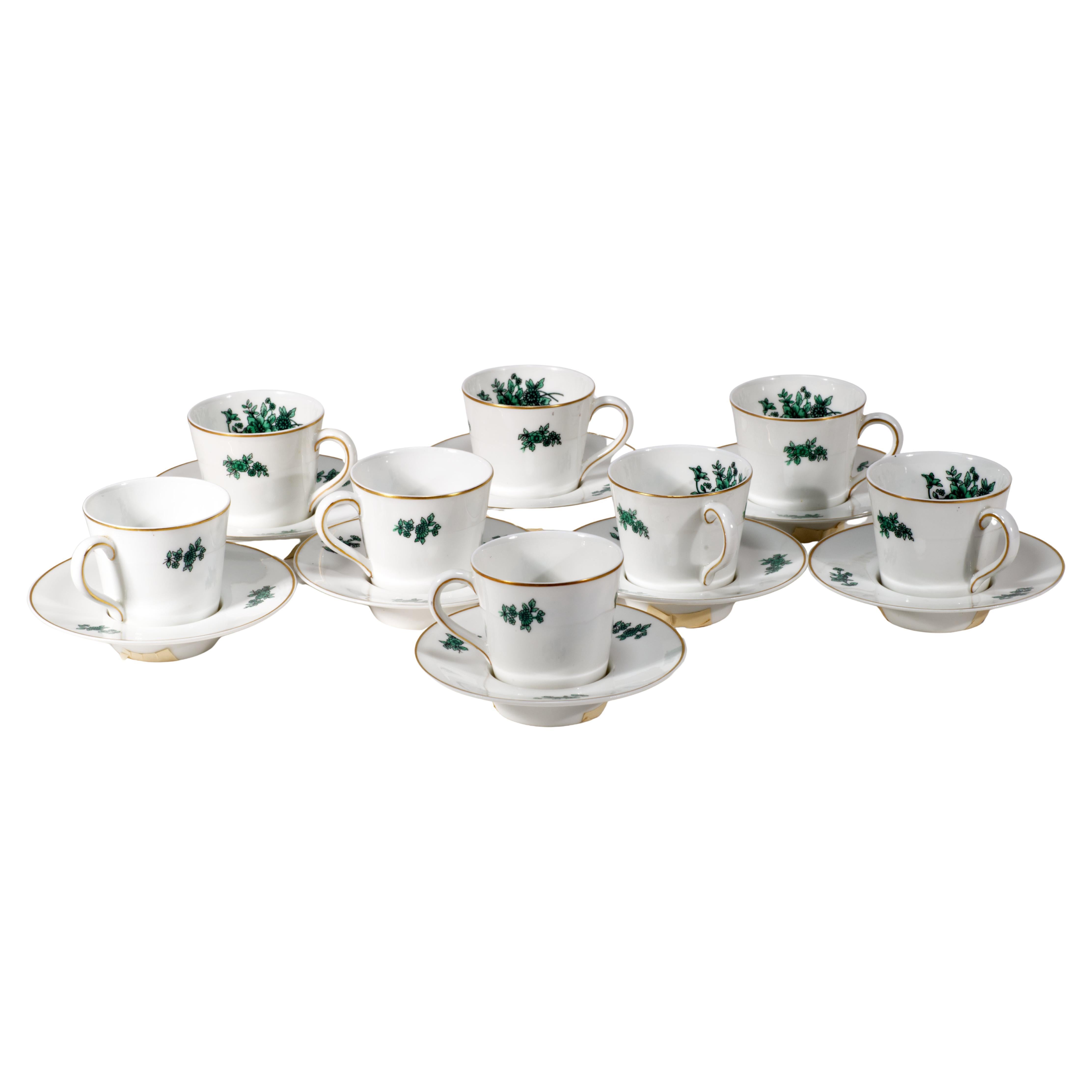 Vista Allegre Juego de 8 tazas y platillos Olivia Demitasse, años 50, con etiquetas